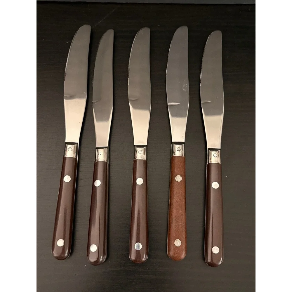 Washington Forge Mardi Gras Flatware 13pc Stainless Brown Riveted Korea Vintage